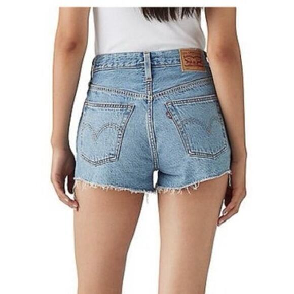 Levi’s 501 raw hem high rise denim shorts size 32 - Picture 2 of 10